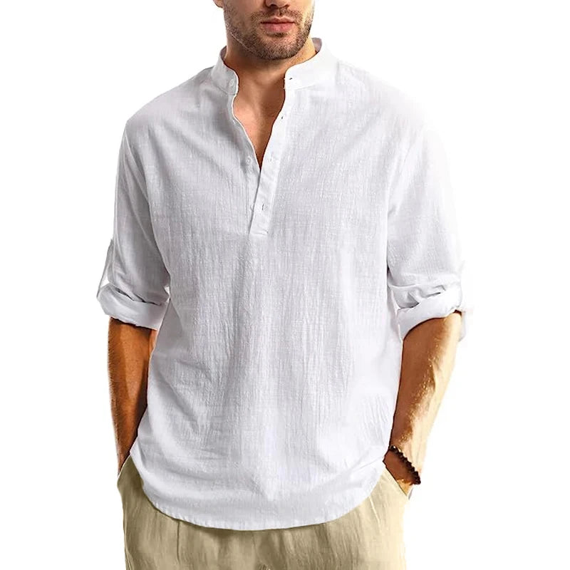 Men Long Sleeve Cotton Casual Shirt