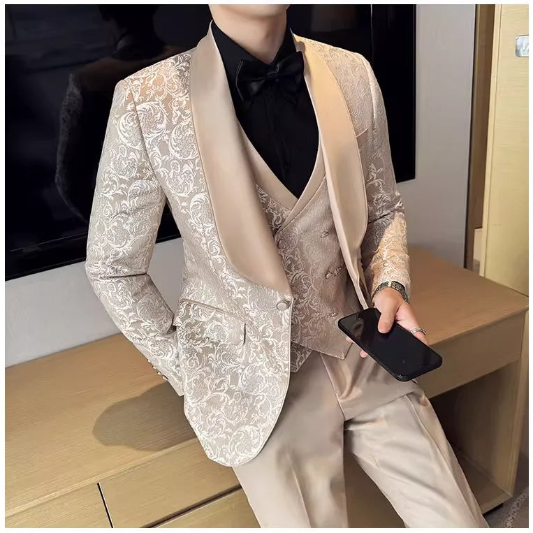 Premium Wedding Jacquard 3-Piece Suit