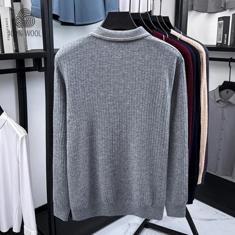Ribbed Texture Business Casual Pullover