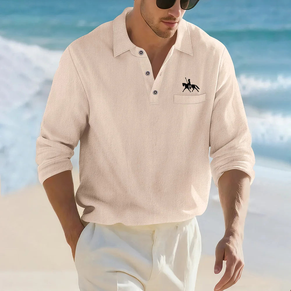 Men’s Casual Linen Cotton Lapel Shirt