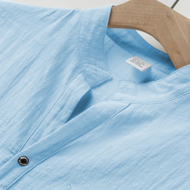 Men’s Cotton Linen Henley T-Shirt