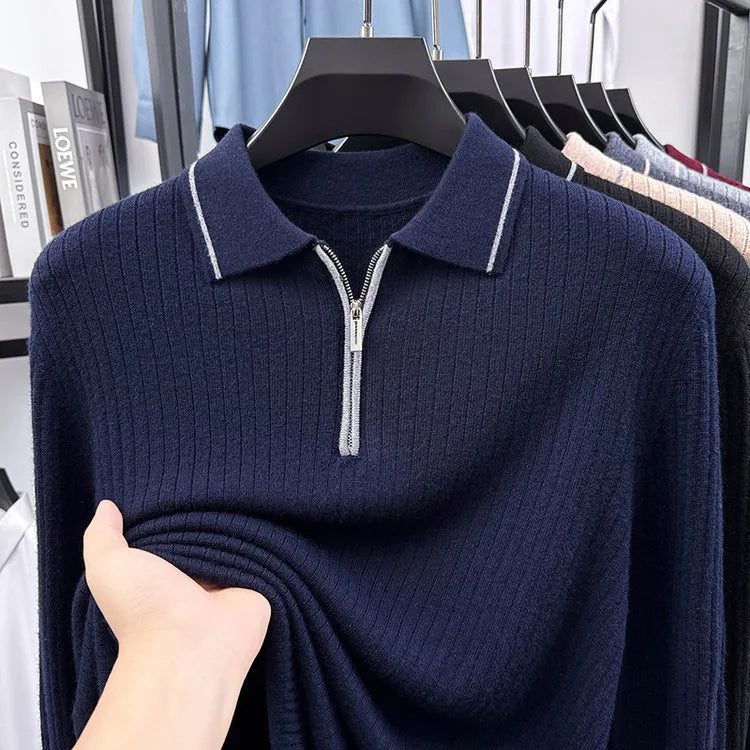 Ribbed Texture Business Casual Pullover