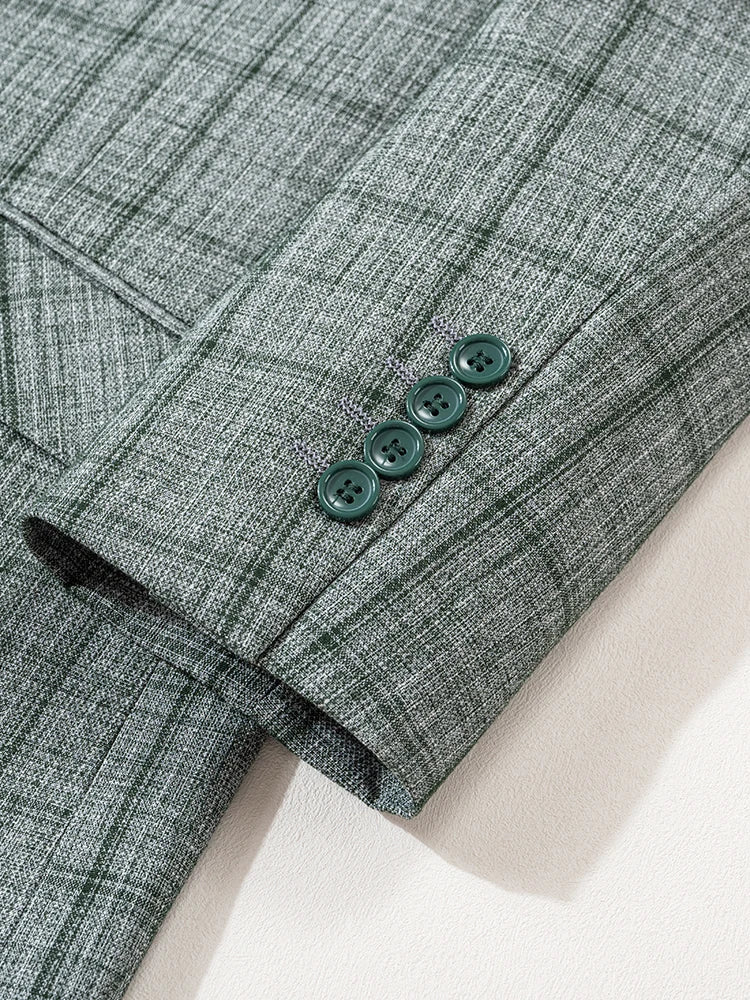 Men Plaid Blazer Jacket Slim Fit Fashion Coat