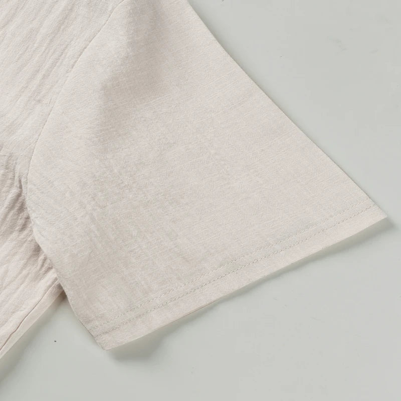 Men’s Cotton Linen Henley T-Shirt