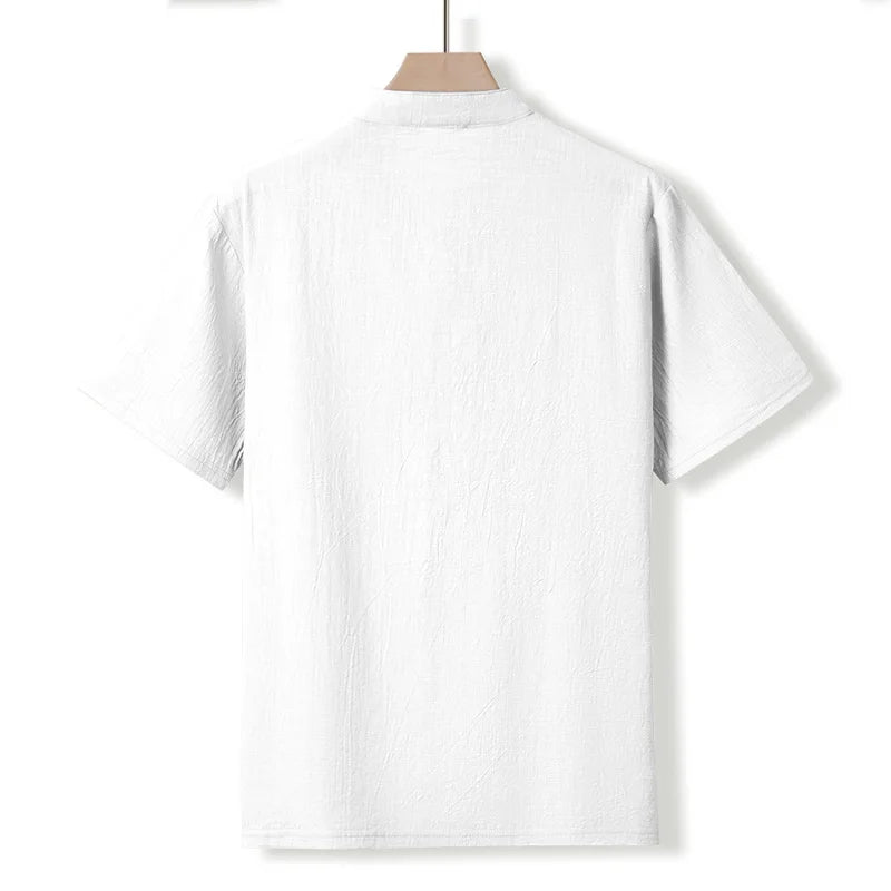 Men’s Cotton Linen Henley T-Shirt