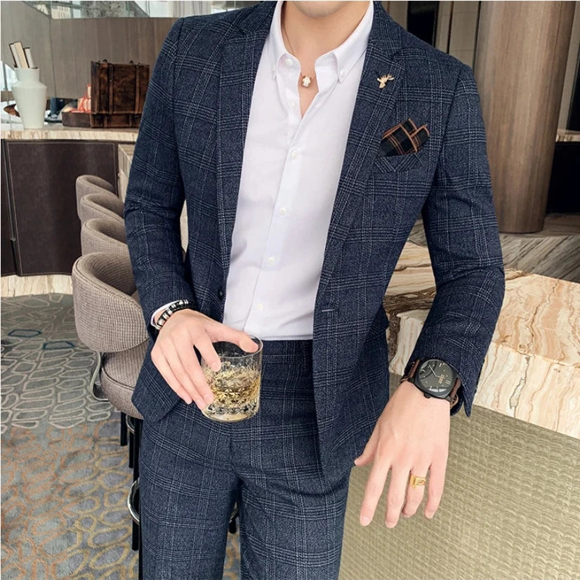 Men Slim Fit Business Suit 2 Piece Boutique Formal Suit