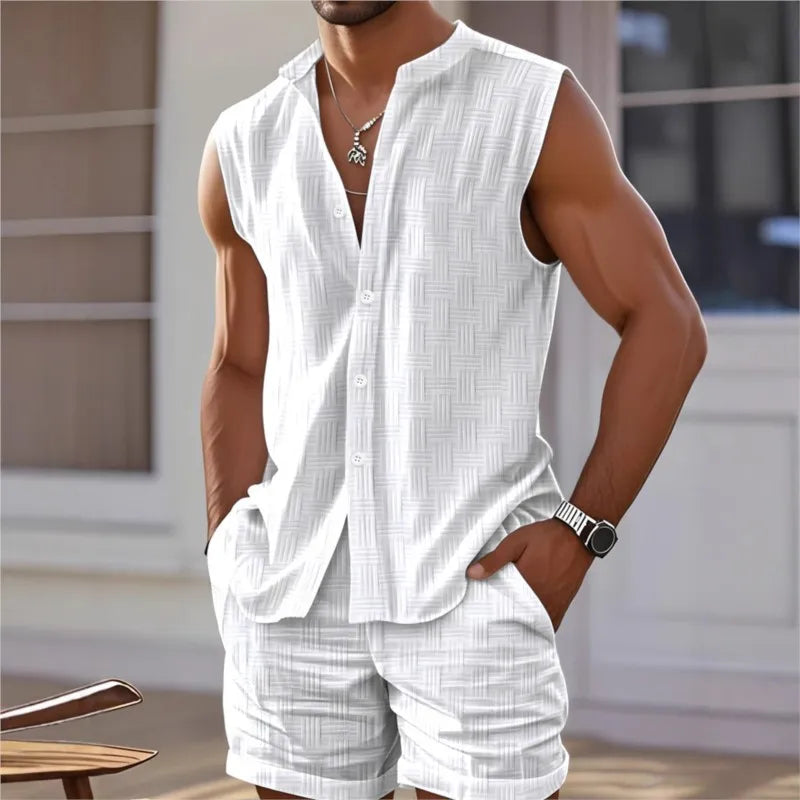 Men’s Summer Cotton-Linen 2-Piece Set