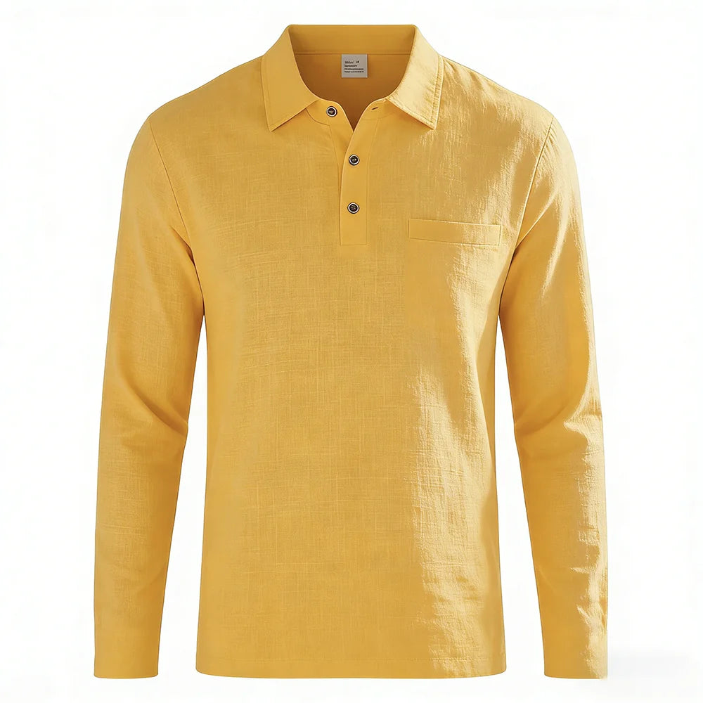 Men’s Casual Linen Cotton Lapel Shirt