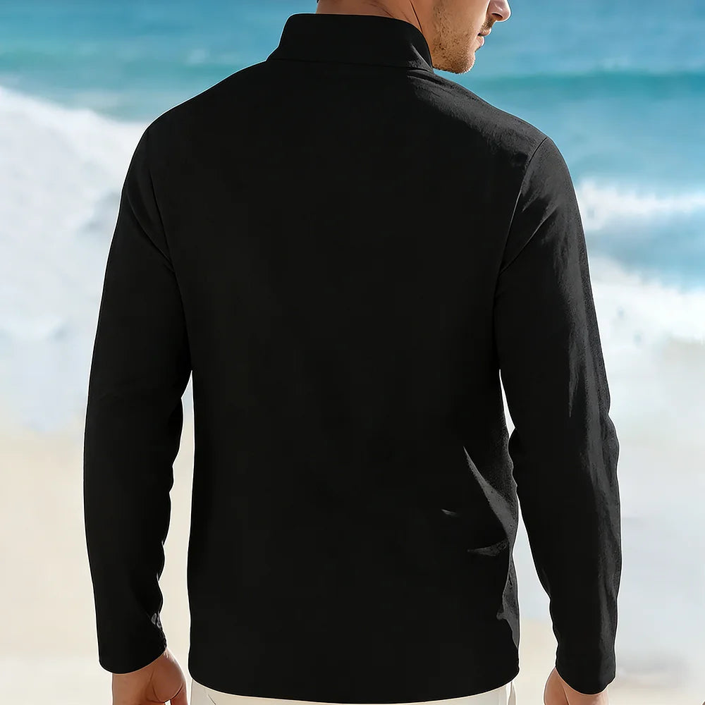 Men’s Casual Linen Cotton Lapel Shirt