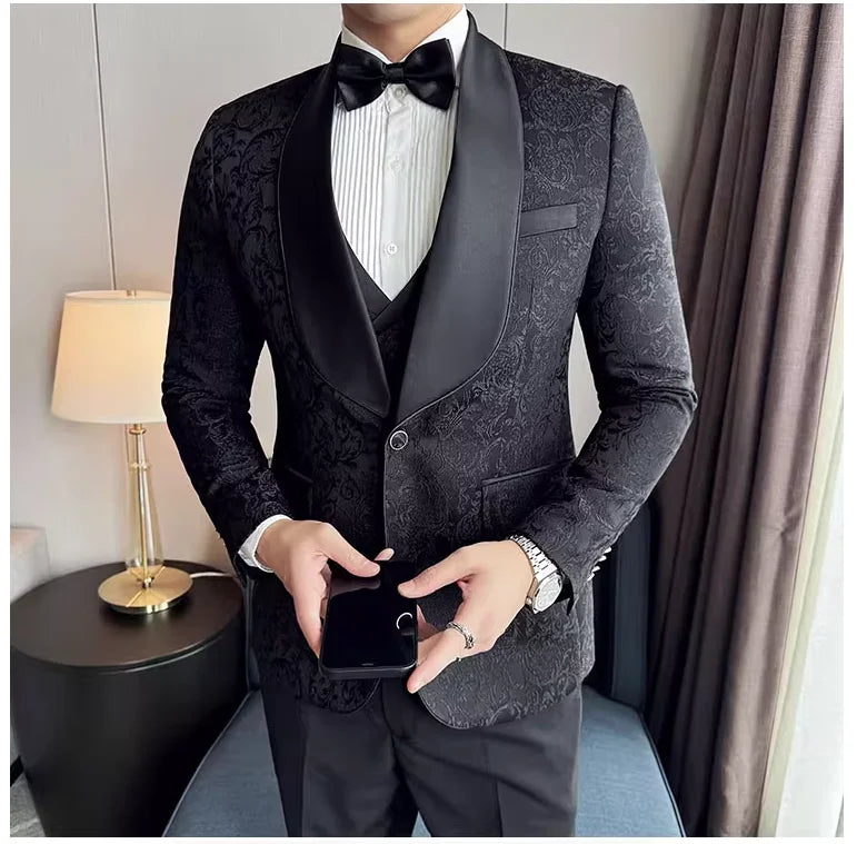 Premium Wedding Jacquard 3-Piece Suit