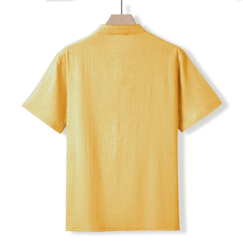 Men’s Cotton Linen Henley T-Shirt