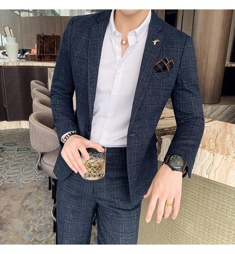 Men Slim Fit Business Suit 2 Piece Boutique Formal Suit