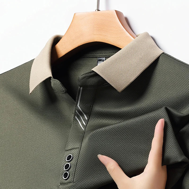 Men Long Sleeve V Neck Shirt Business Sweatwear Top