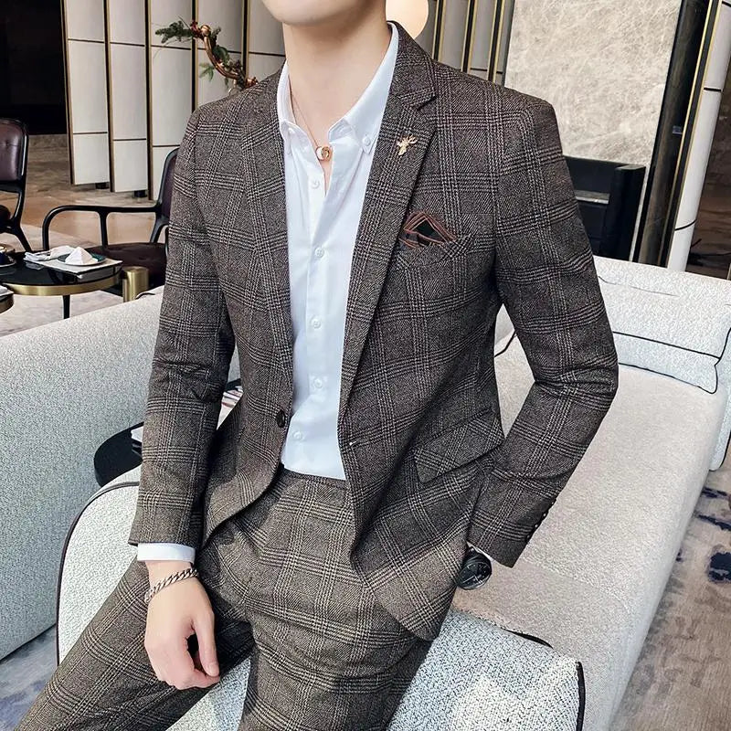 Men Slim Fit Business Suit 2 Piece Boutique Formal Suit