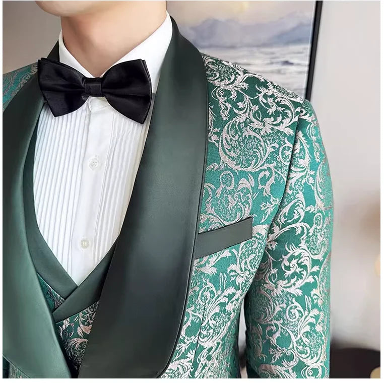 Premium Wedding Jacquard 3-Piece Suit