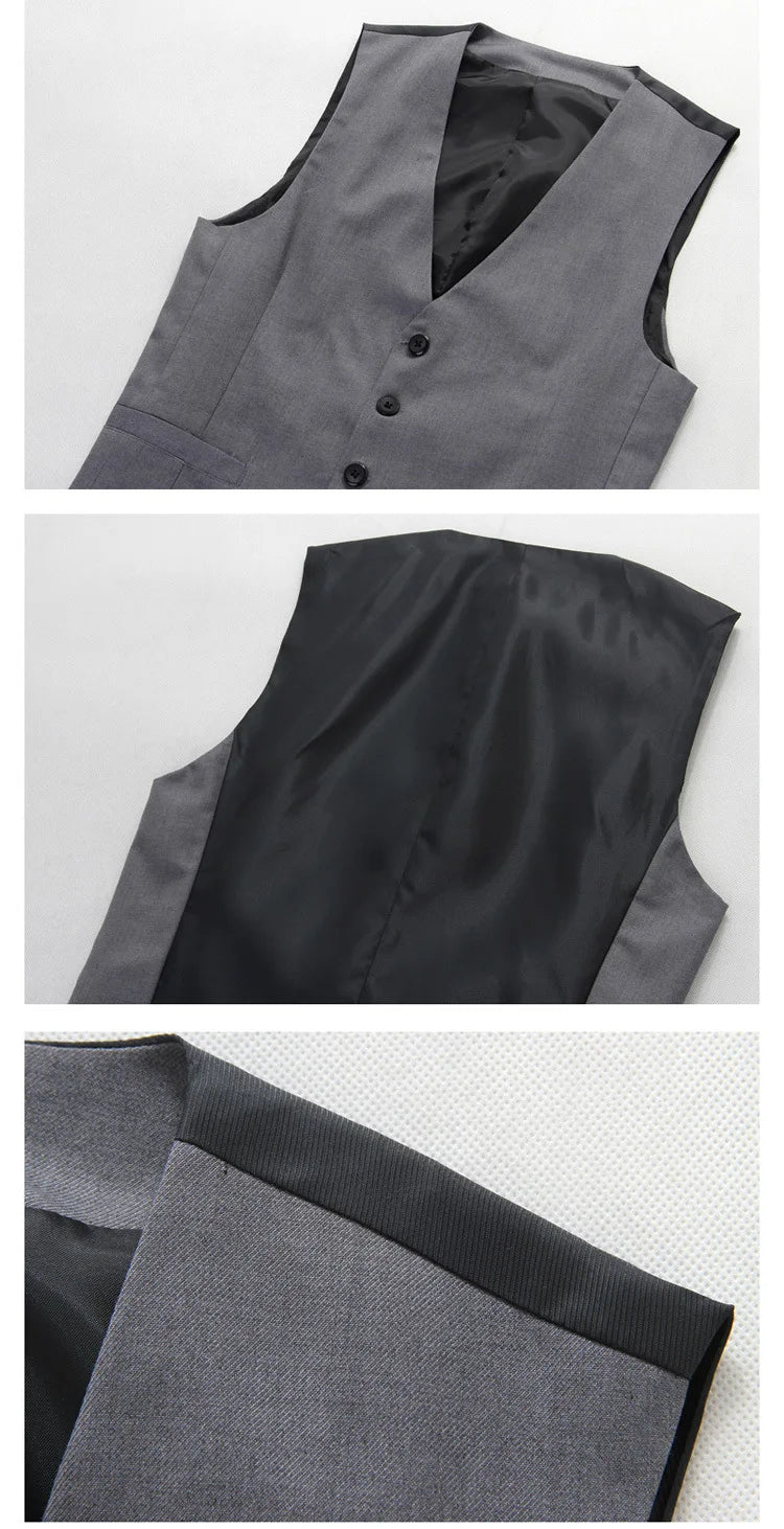 Men Slim Fit Suit Vest Single Breasted Waistcoat