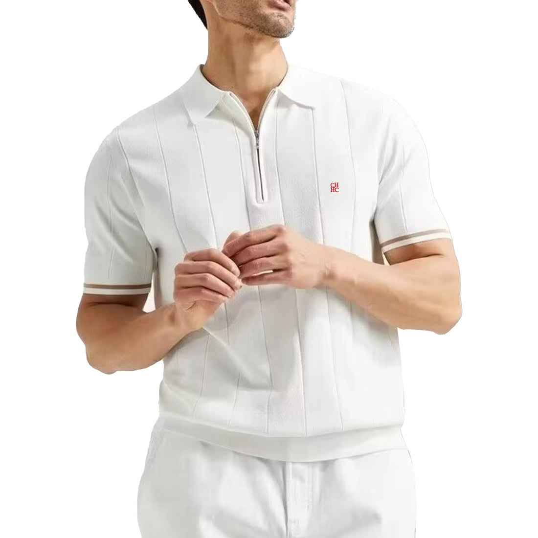 Men Summer Ribbed Knit Shirt