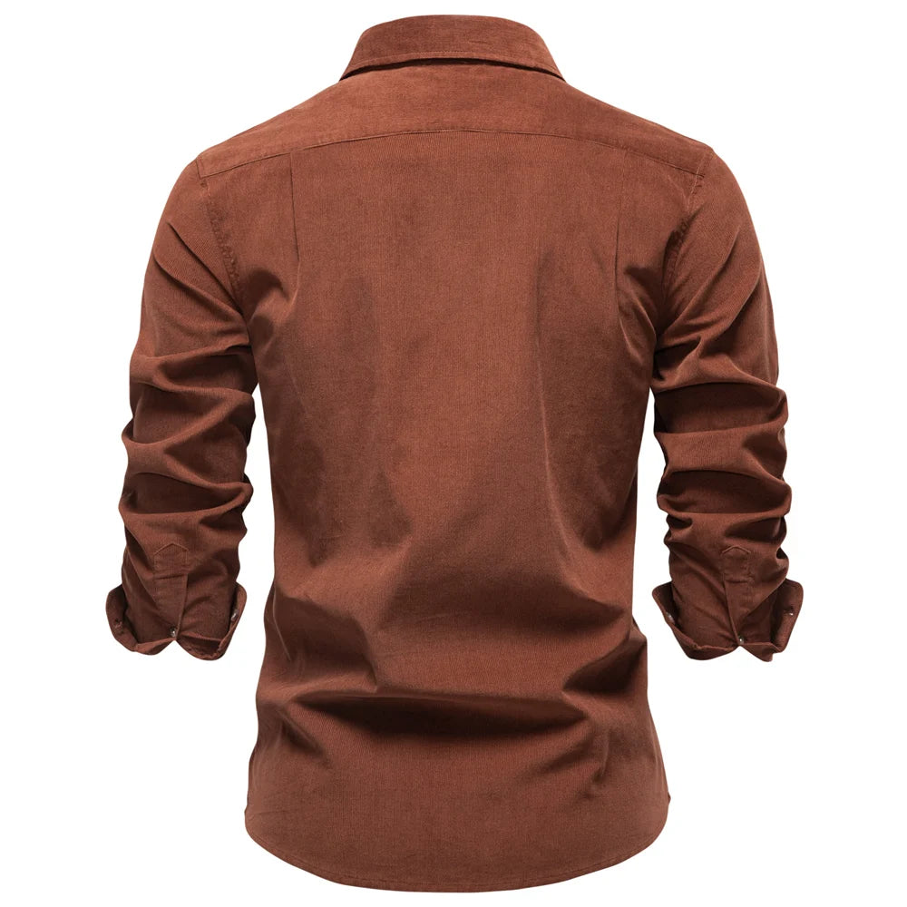 Men Corduroy Shirt 100% Cotton Heavyweight Long Sleeve Shirt