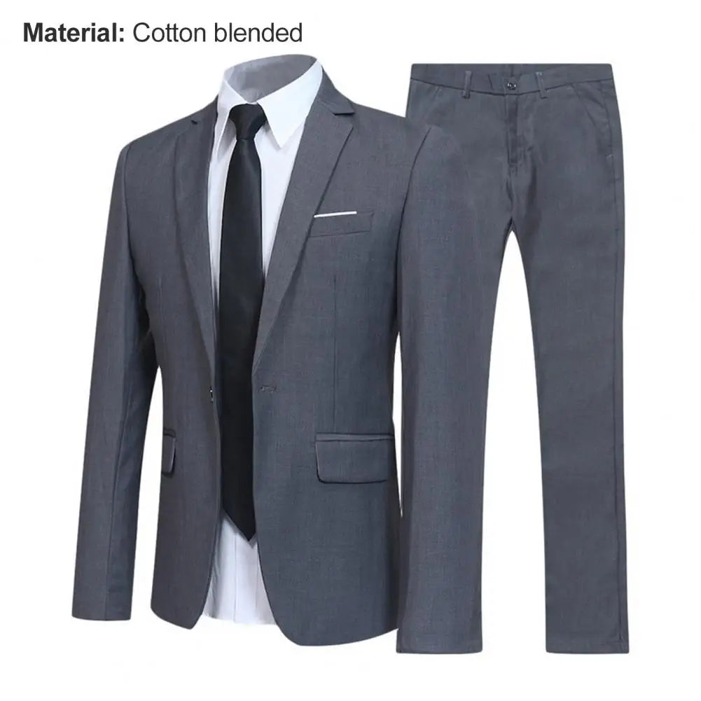2 Piece Solid Color Groom Suit Set