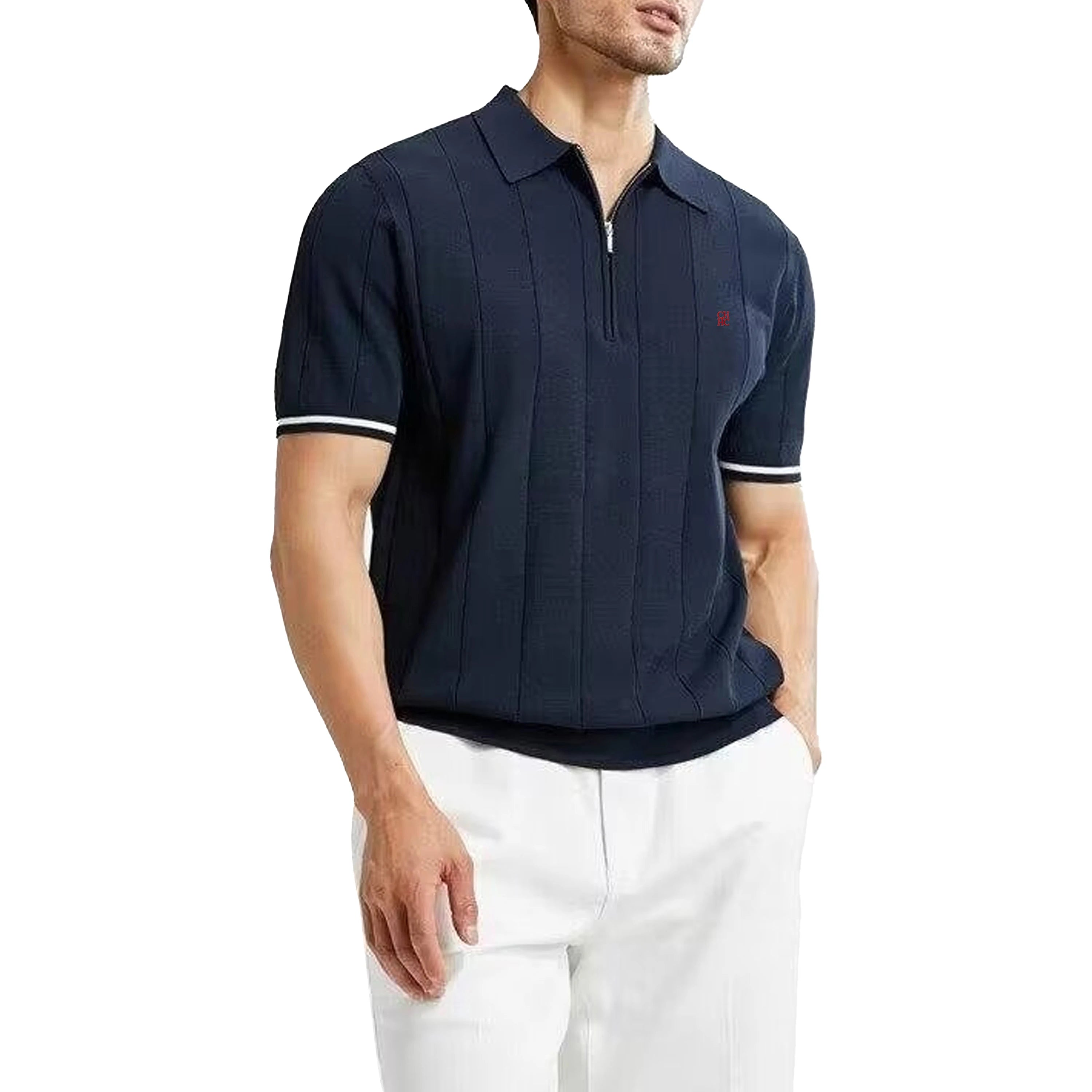 Men Summer Ribbed Knit Shirt