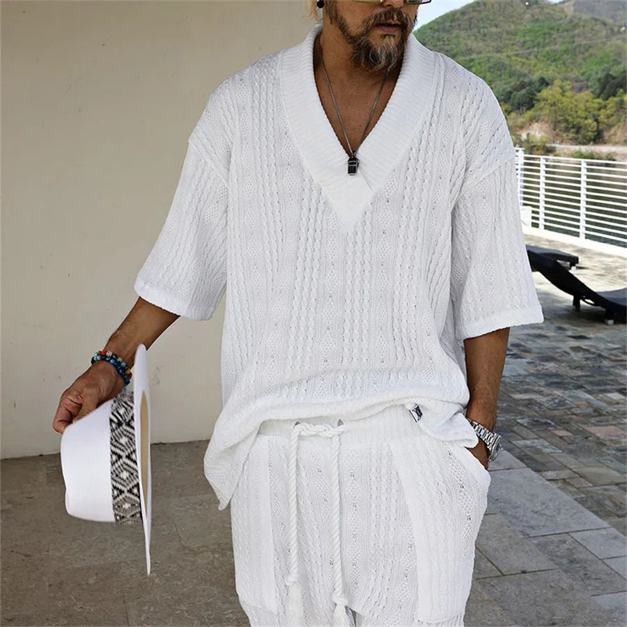 Men’s Spring & Summer Knitted Shorts Set