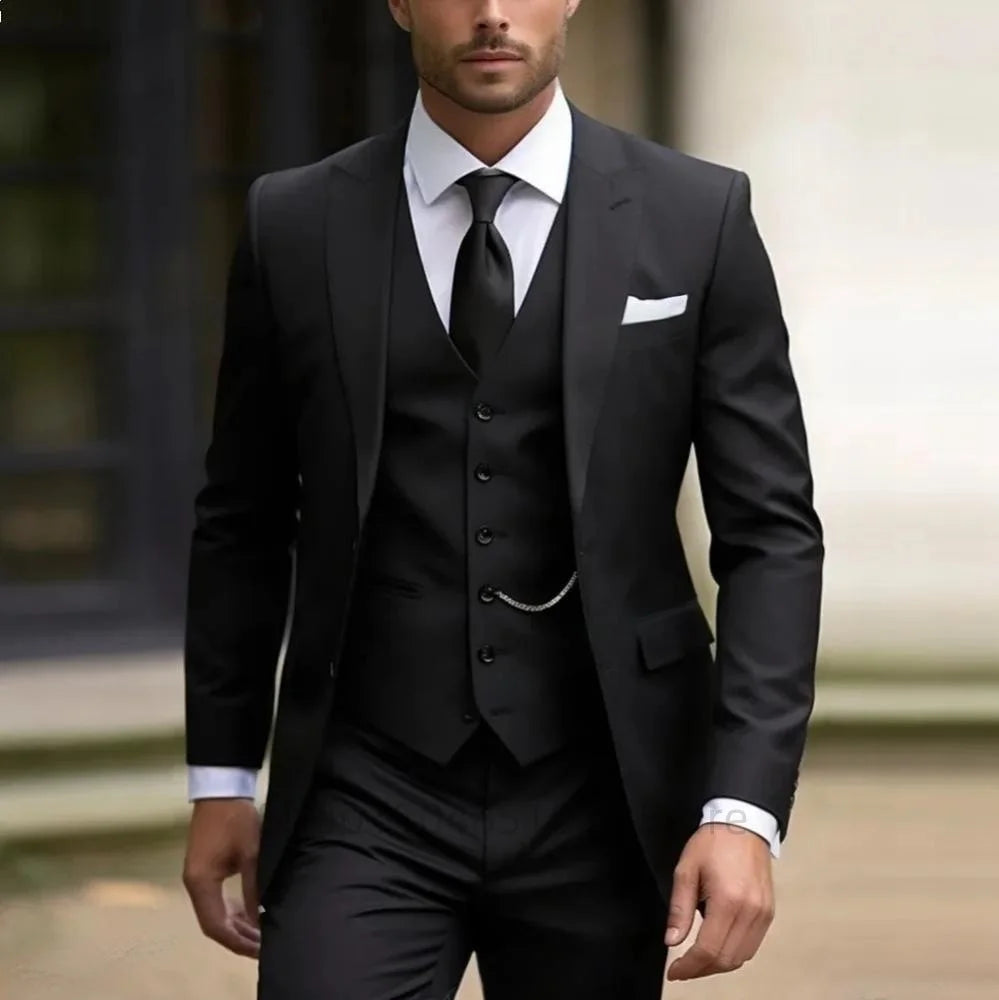 legant Gray Men’s 3-Piece Slim Fit Suit
