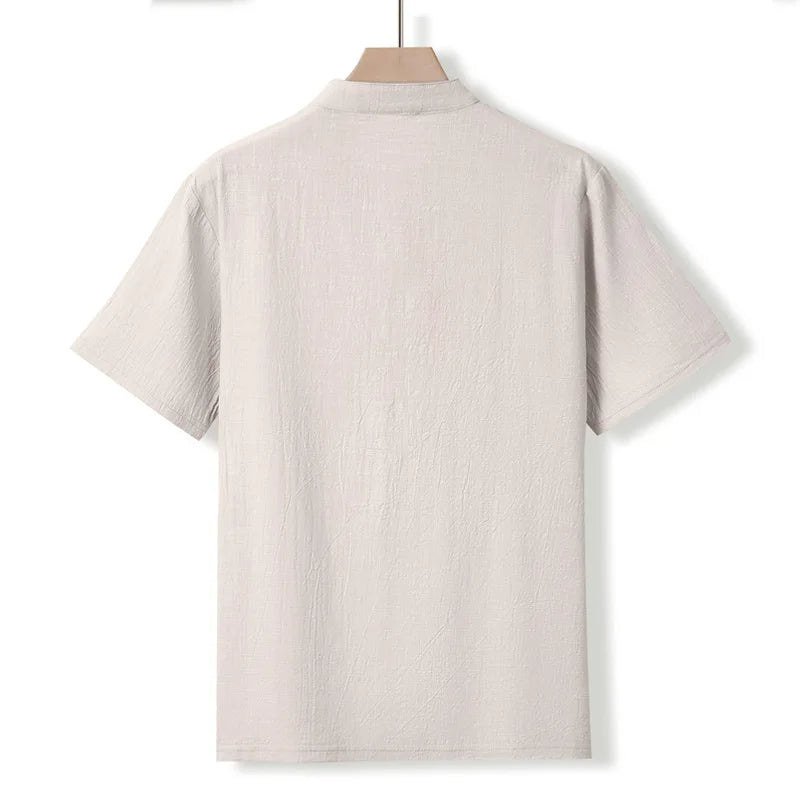 Men’s Cotton Linen Henley T-Shirt
