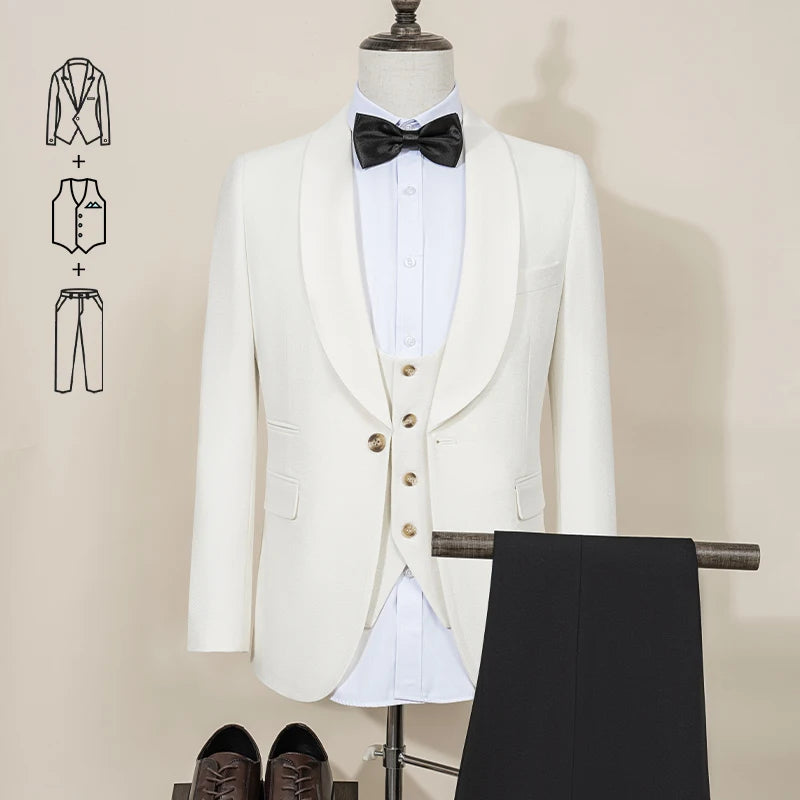 Men White Elegant Tuxedo Suit