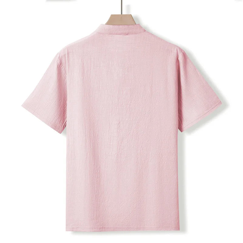 Men’s Cotton Linen Henley T-Shirt