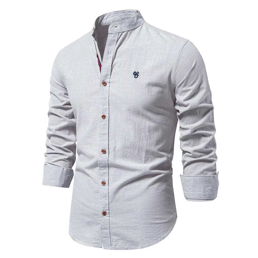 Men Spring Cotton Long Sleeve Shirt