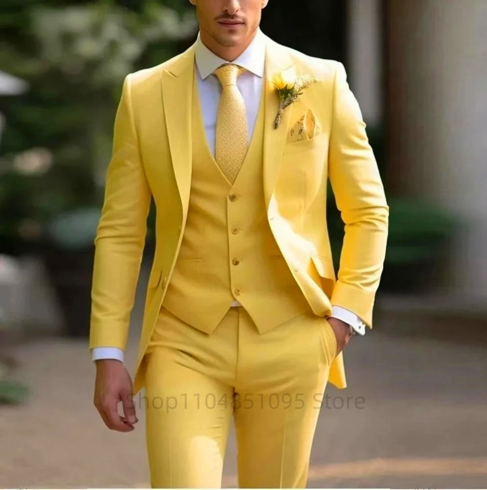 legant Gray Men’s 3-Piece Slim Fit Suit