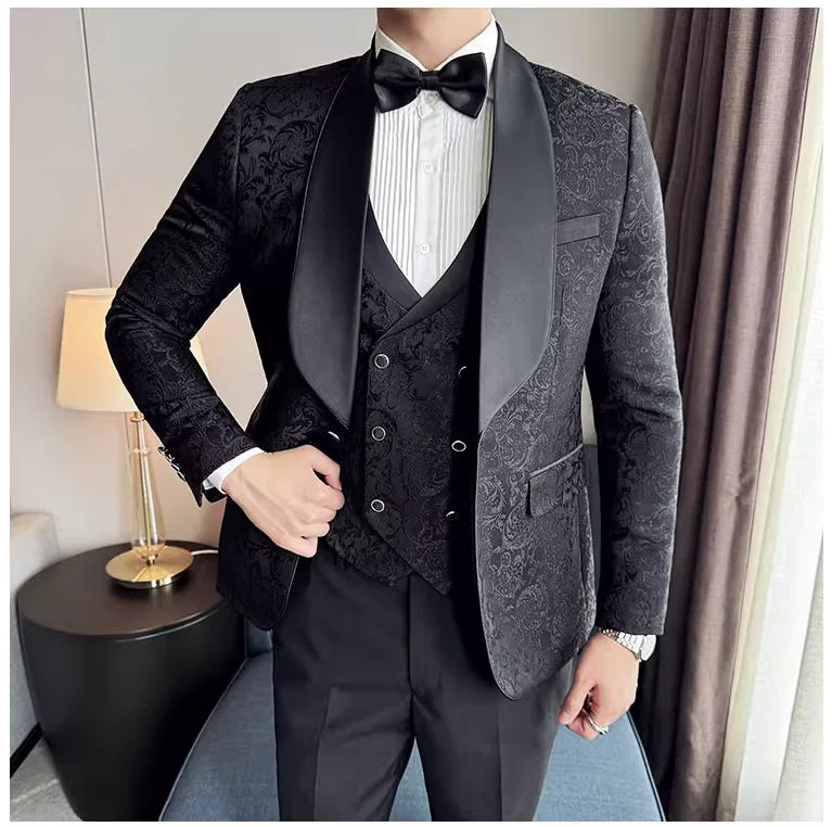 Premium Wedding Jacquard 3-Piece Suit