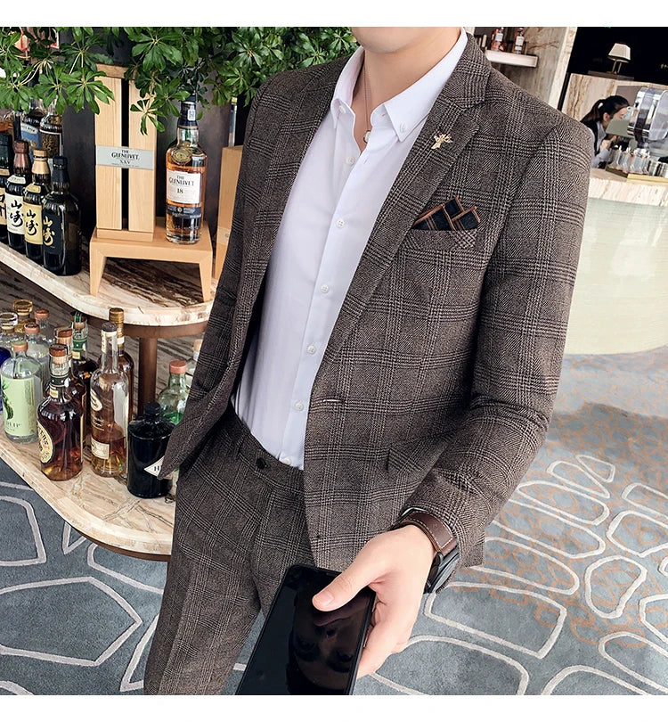 Men Slim Fit Business Suit 2 Piece Boutique Formal Suit