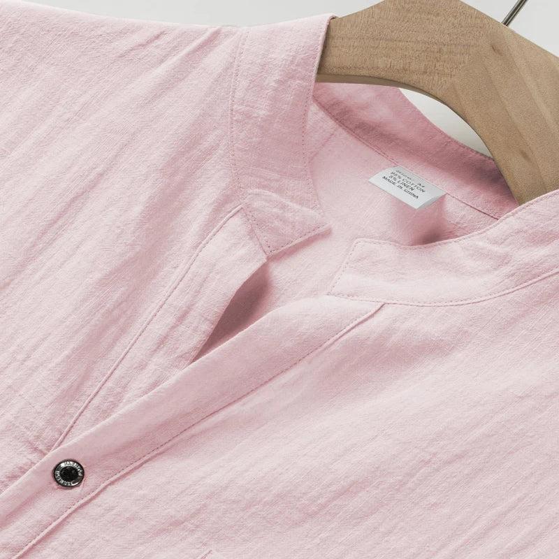 Men’s Cotton Linen Henley T-Shirt