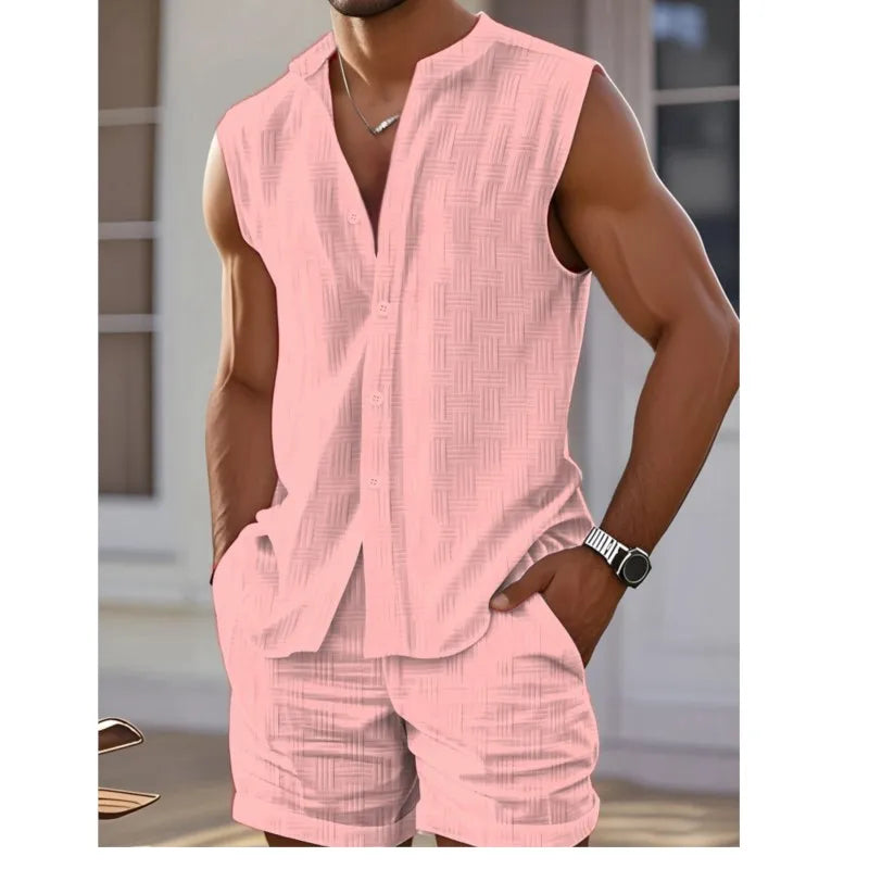 Men’s Summer Cotton-Linen 2-Piece Set