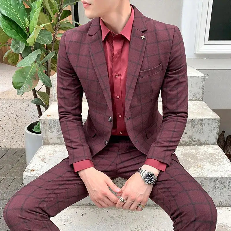 Men Slim Fit Business Suit 2 Piece Boutique Formal Suit