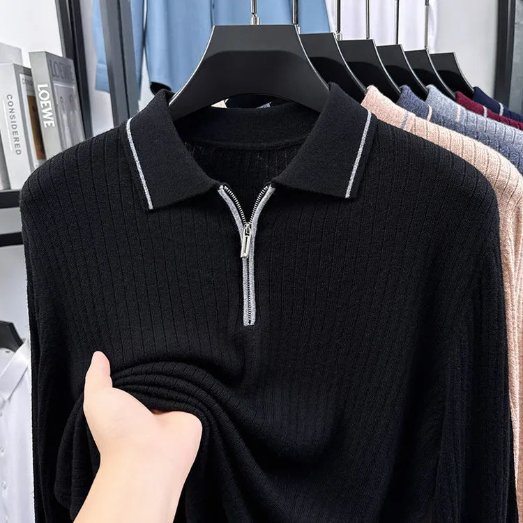 Ribbed Texture Business Casual Pullover