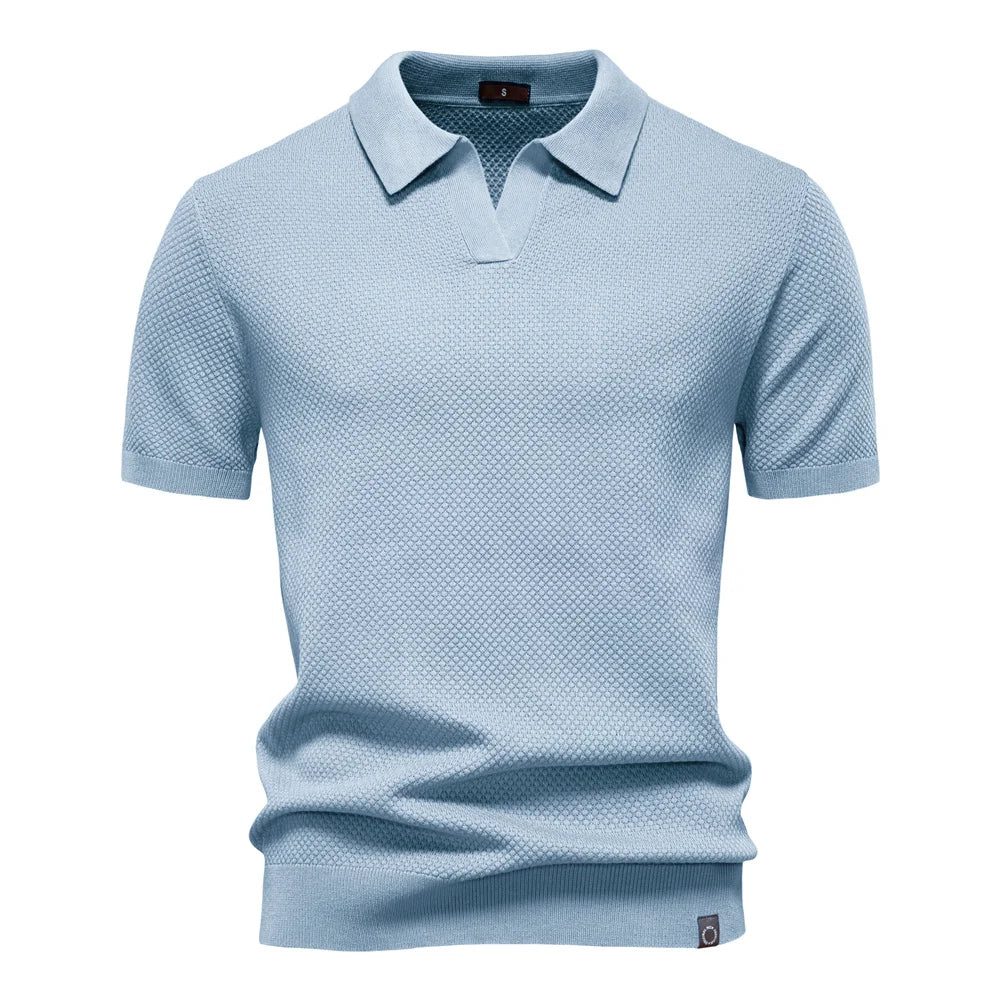 Breathable Solid Color Summer Casual Collared T-Shirt