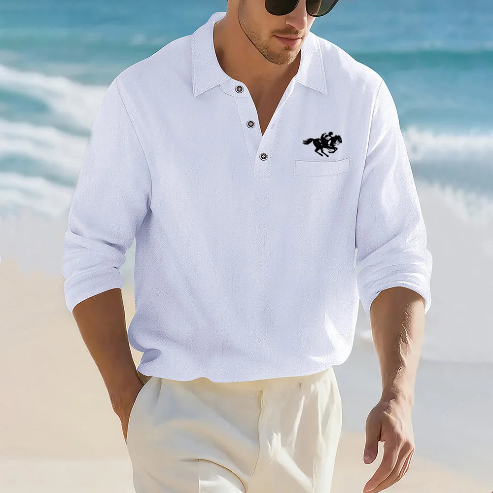 Men’s Casual Linen Cotton Lapel Shirt