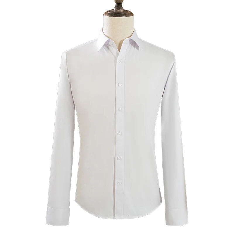Men White Slim Fit Long Sleeve Formal Shirt