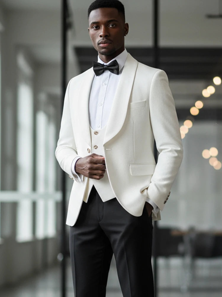 Men White Elegant Tuxedo Suit