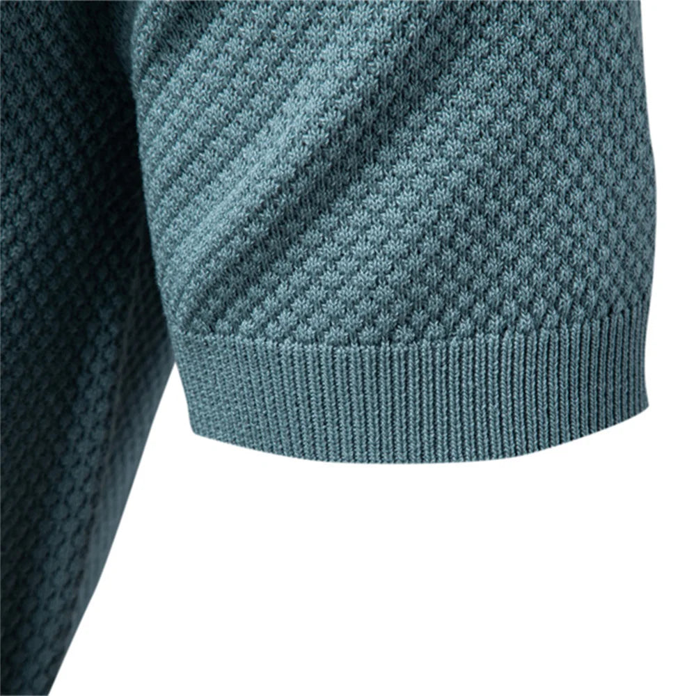 Breathable Solid Color Summer Casual Collared T-Shirt