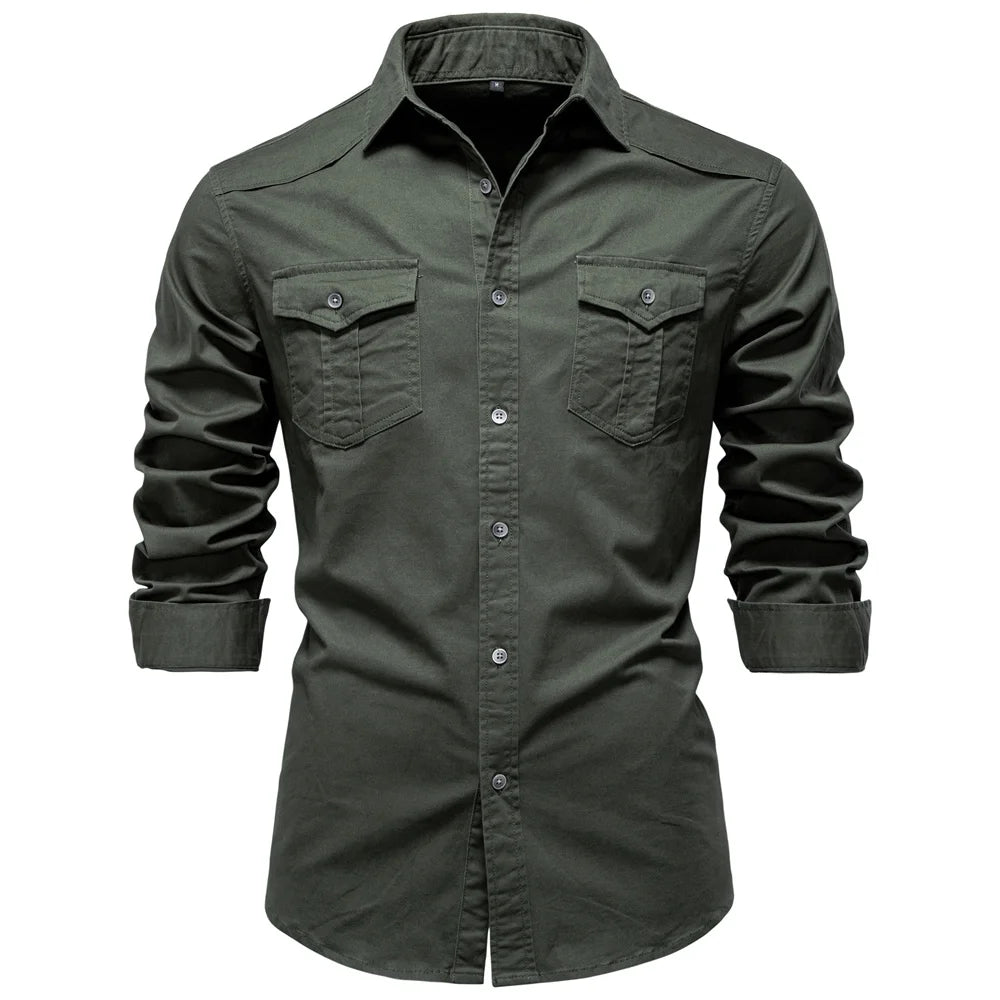 Men's Business  Long Sleeve Cotton Pocket Shirt