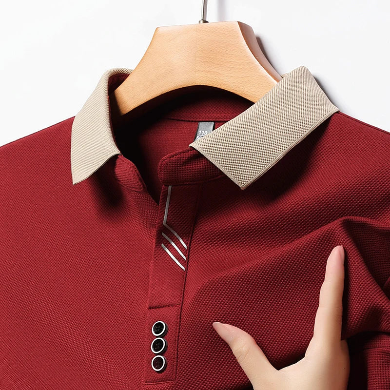 Men Long Sleeve V Neck Shirt Business Sweatwear Top
