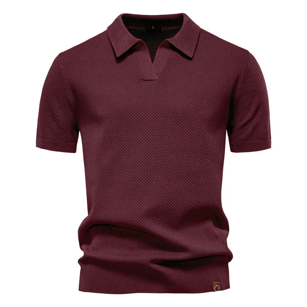 Breathable Solid Color Summer Casual Collared T-Shirt