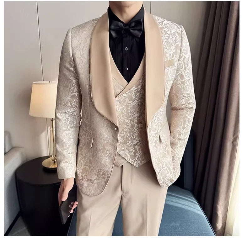 Premium Wedding Jacquard 3-Piece Suit