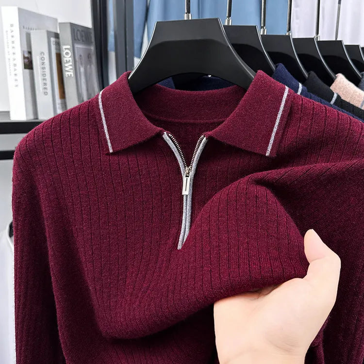 Ribbed Texture Business Casual Pullover