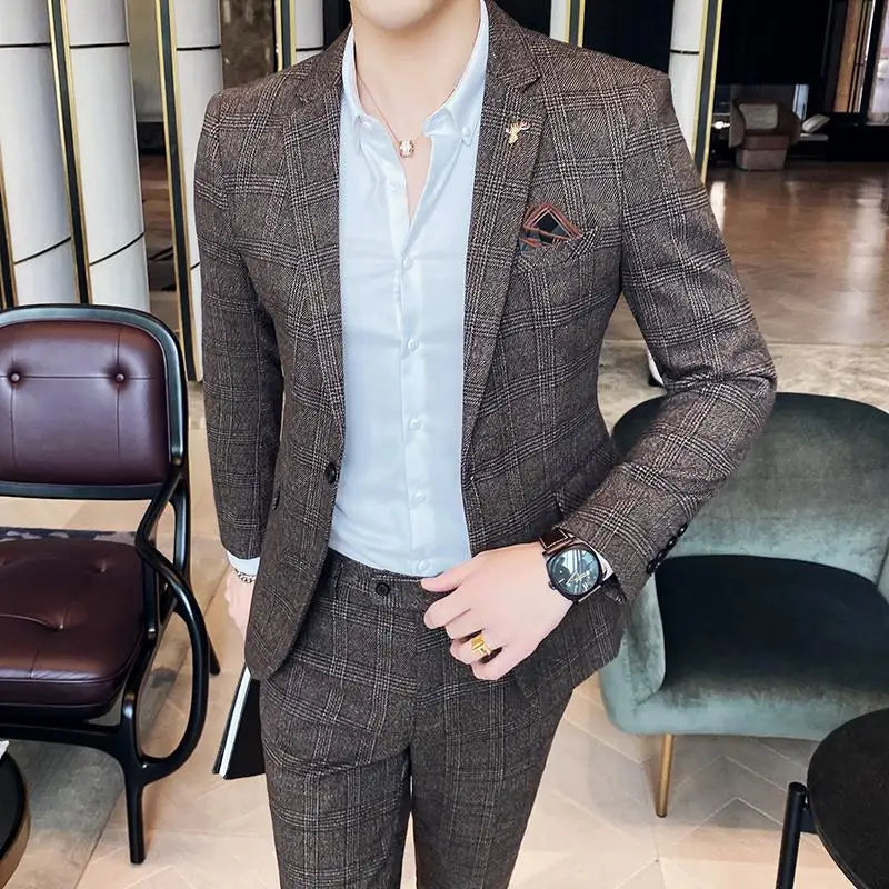 Men Slim Fit Business Suit 2 Piece Boutique Formal Suit