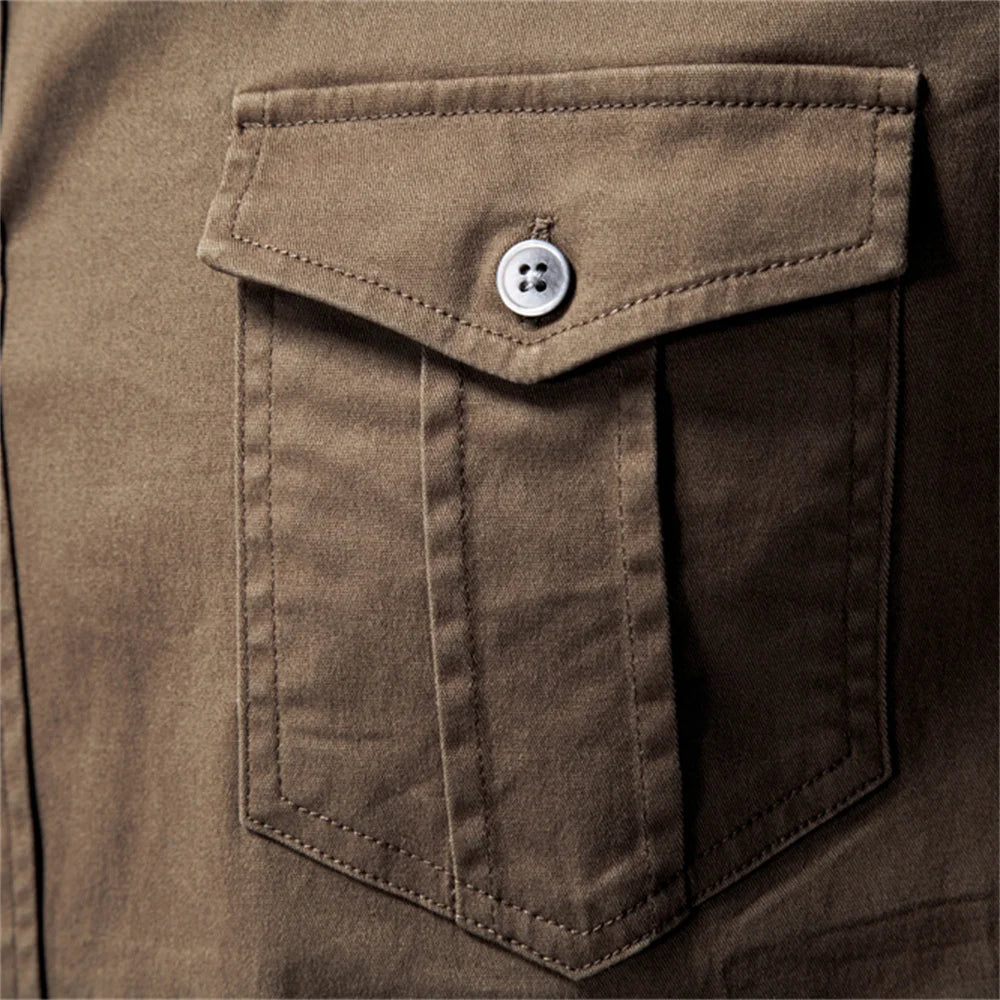 Men's Business  Long Sleeve Cotton Pocket Shirt