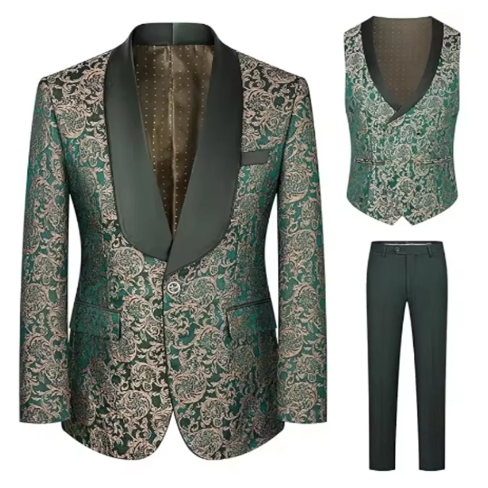 Men’s Embroidered Paisley 3-Piece Suit